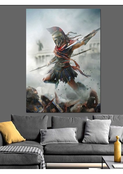 Mızraklı Savaşçı Dekoratif Kanvas - Mdf Ahşap Tablo fırsatları