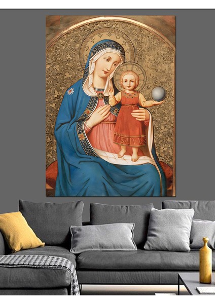 Meryem Ana ve Kız Çocuğu Dekoratif Kanvas - Mdf Ahşap Tablo