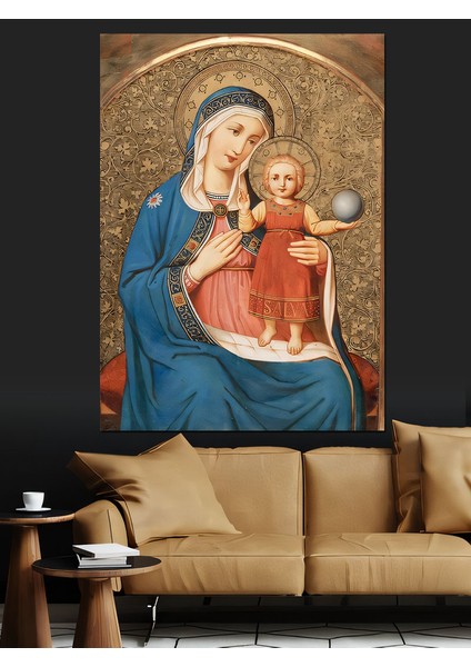Meryem Ana ve Kız Çocuğu Dekoratif Kanvas - Mdf Ahşap Tablo fırsatları