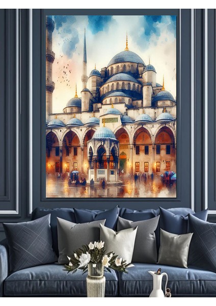 Sultan Ahmet Camii Avlusu ve Şadırvan Dekoratif Kanvas - Mdf Ahşap Tablo