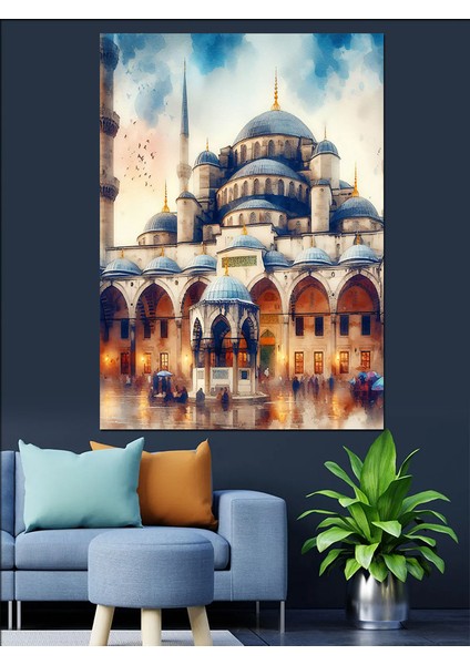 Sultan Ahmet Camii Avlusu ve Şadırvan Dekoratif Kanvas - Mdf Ahşap Tablo fırsatları