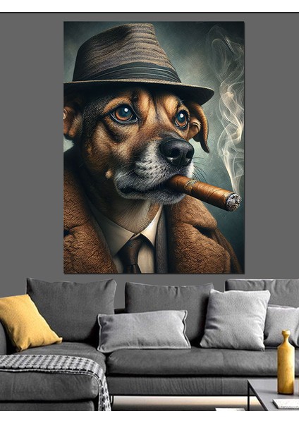 Puro Içen Dedektif Köpek Dekoratif Kanvas - Mdf Ahşap Tablo fiyatları