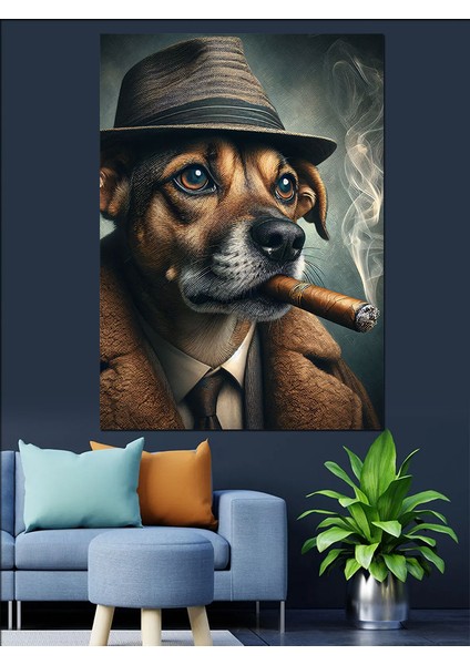 Puro Içen Dedektif Köpek Dekoratif Kanvas - Mdf Ahşap Tablo fırsatları