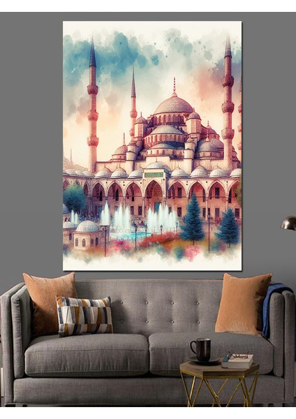 Sultan Ahmet Camii ve Havuz Dekoratif Kanvas - Mdf Ahşap Tablo