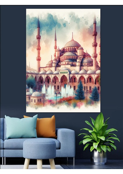 Sultan Ahmet Camii ve Havuz Dekoratif Kanvas - Mdf Ahşap Tablo fiyatları