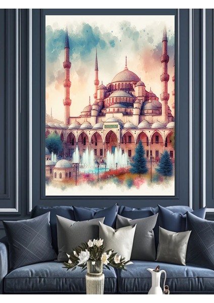 Sultan Ahmet Camii ve Havuz Dekoratif Kanvas - Mdf Ahşap Tablo fırsatları