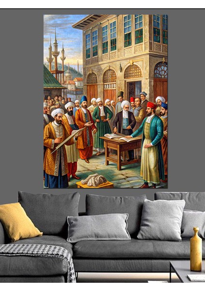 Orta Çağ'da Osmanlı Bilgi Alışverişi Dekoratif Kanvas - Mdf Ahşap Tablo