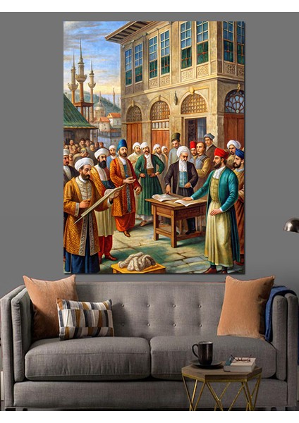Orta Çağ'da Osmanlı Bilgi Alışverişi Dekoratif Kanvas - Mdf Ahşap Tablo fiyatları