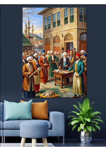 Orta Çağ'da Osmanlı Bilgi Alışverişi Dekoratif Kanvas - Mdf Ahşap Tablo modelleri