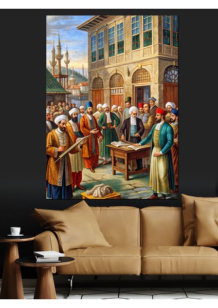 Orta Çağ'da Osmanlı Bilgi Alışverişi Dekoratif Kanvas - Mdf Ahşap Tablo fırsatları