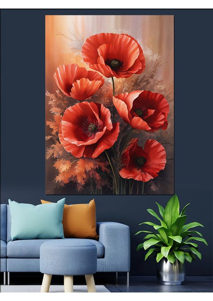 Gelincik Çiçekleri Dekoratif Kanvas - Mdf Ahşap Tablo fiyatları