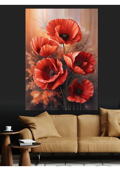 Gelincik Çiçekleri Dekoratif Kanvas - Mdf Ahşap Tablo modelleri