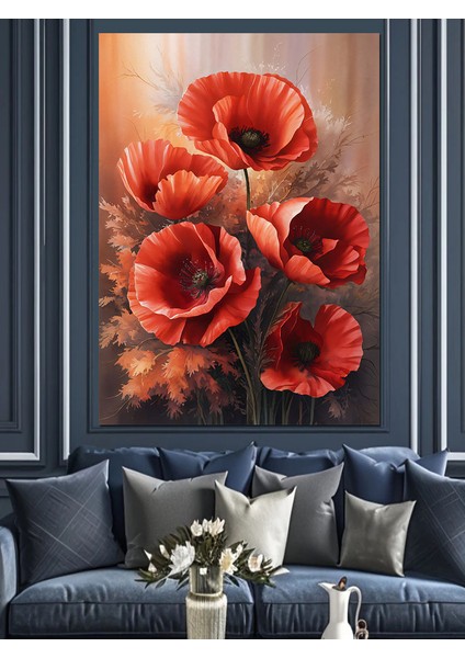 Gelincik Çiçekleri Dekoratif Kanvas - Mdf Ahşap Tablo fırsatları