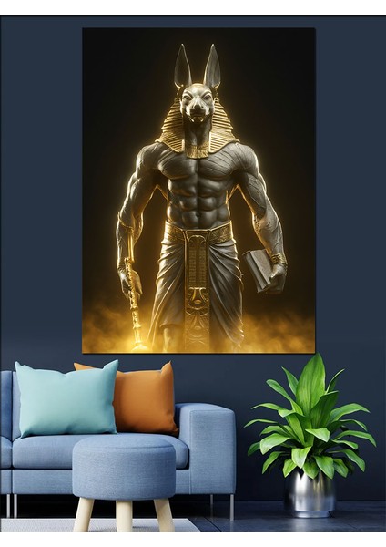 Anubis Eski Mısır Dekoratif Kanvas - Mdf Ahşap Tablo modelleri