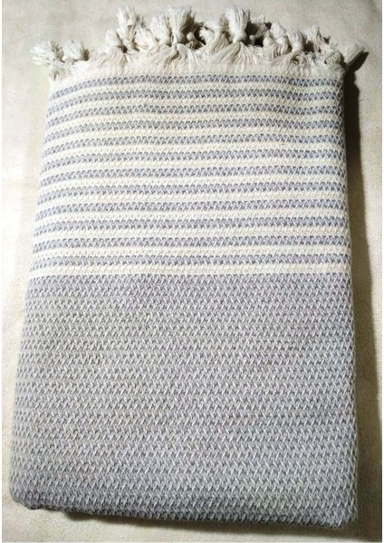 Pamuklu Kaymaz Hasır Dokuma Kolları Örten Koltuk Örtüsü Maxi Takım Açık Gri