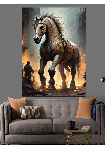 Savaş Atı Dekoratif Kanvas - Mdf Ahşap Tablo fiyatları