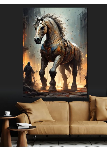 Savaş Atı Dekoratif Kanvas - Mdf Ahşap Tablo fırsatları
