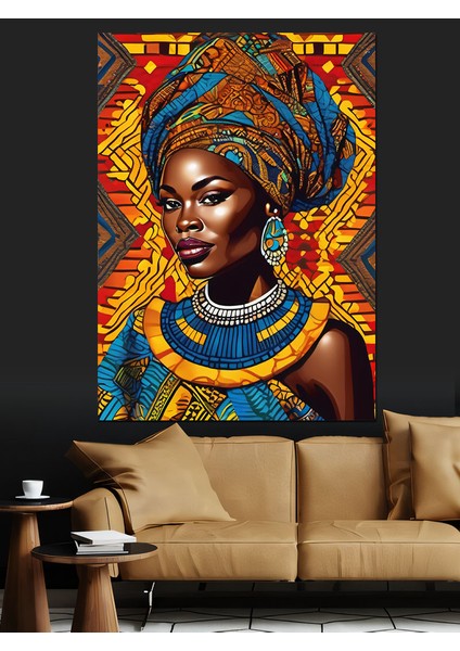Afrikalı Kadın ve Desenler Dekoratif Kanvas - Mdf Ahşap Tablo modelleri