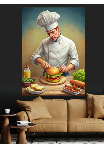 Aşçı Ver Taze Hamburger Dekoratif Kanvas - Mdf Ahşap Tablo fırsatları