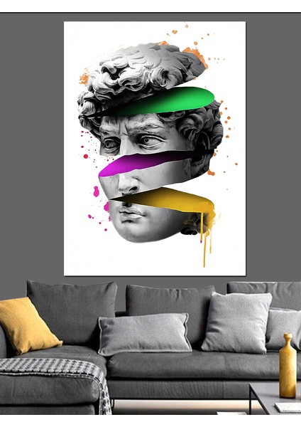 Davut Heykeli Pop Art Dekoratif Kanvas - Mdf Ahşap Tablo