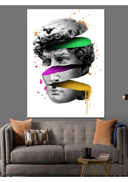Davut Heykeli Pop Art Dekoratif Kanvas - Mdf Ahşap Tablo