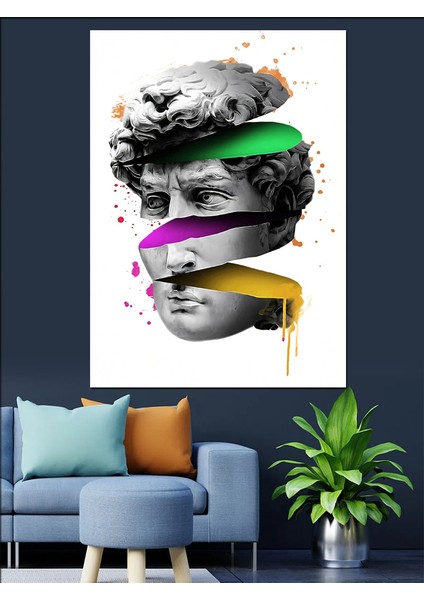 Davut Heykeli Pop Art Dekoratif Kanvas - Mdf Ahşap Tablo