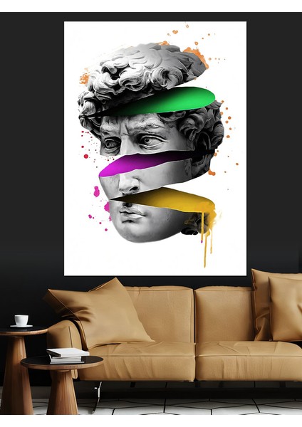 Davut Heykeli Pop Art Dekoratif Kanvas - Mdf Ahşap Tablo