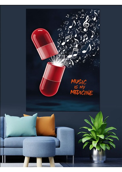 Müzik Benim Ilacımdır Dekoratif Kanvas - Mdf Ahşap Tablo
