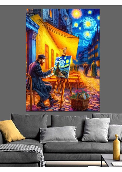 Van Gogh Resim Çizerken Dekoratif Kanvas - Mdf Ahşap Tablo fırsatları