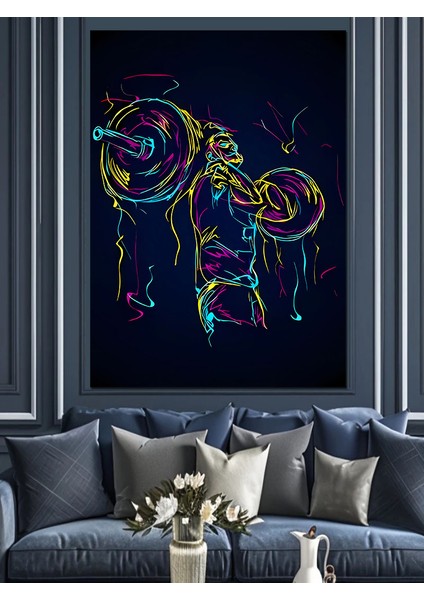 Fitness Gym Temalı Dekoratif Kanvas - Mdf Ahşap Tablo