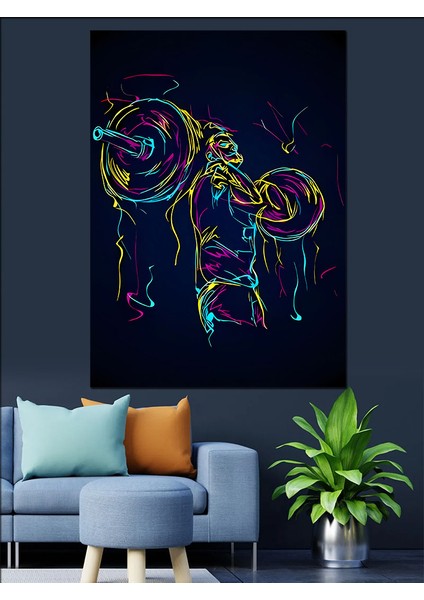 Fitness Gym Temalı Dekoratif Kanvas - Mdf Ahşap Tablo fırsatları