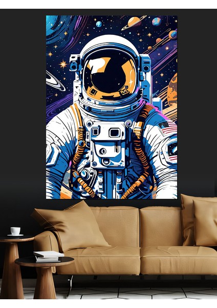 Amerikan Astronotu Uzay Dekoratif Kanvas - Mdf Ahşap Tablo fiyatları