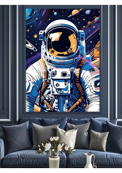 Amerikan Astronotu Uzay Dekoratif Kanvas - Mdf Ahşap Tablo modelleri