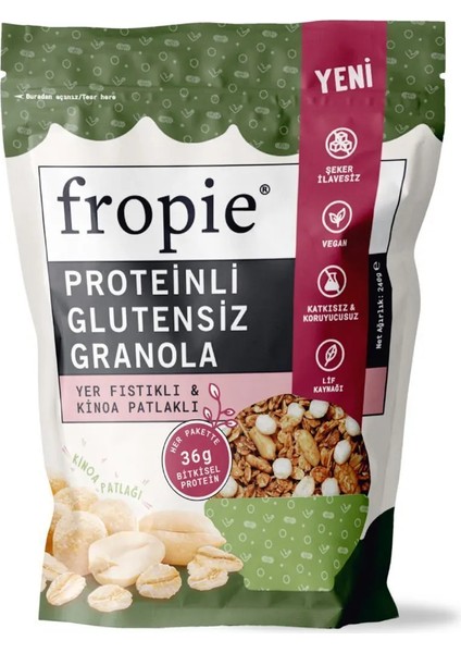 Badem Vanilya ve Proteinli Glutensiz Yer Fıstıklı Kinoa Patlaklı Granola Paketi X2
