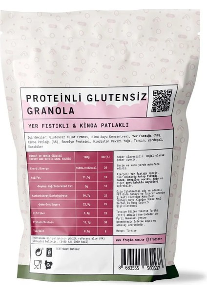 Badem Vanilya ve Proteinli Glutensiz Yer Fıstıklı Kinoa Patlaklı Granola Paketi X2