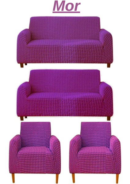 3+3+1+1 Bürümcük Koltuk Takımı Örtüsü. Boydan Eteksiz Streç Esnek Lastikli Çekyat Kanepe Kılıfı