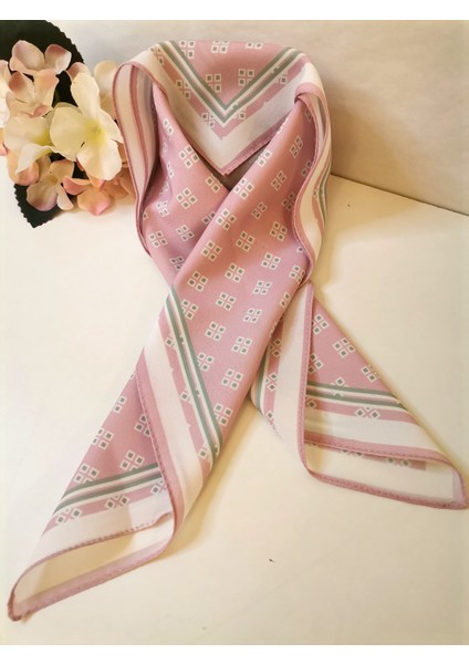 Pembe Yeşil Geometrik Model Fular