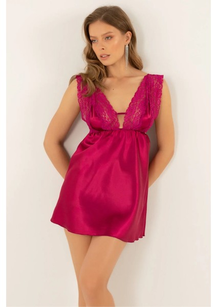 Faryanight Saten Dantelli Açık Sırt Detaylı Kalın Askılı Gecelik fiyatları