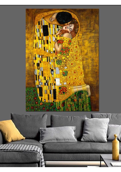 Gustav Klimt The Kiss Öpücük Dekoratif Kanvas - Mdf Ahşap Tablo