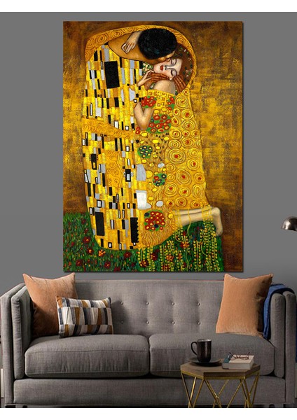 Gustav Klimt The Kiss Öpücük Dekoratif Kanvas - Mdf Ahşap Tablo