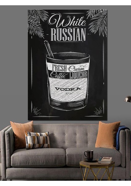White Russian Kokteyl Dekoratif Kanvas - Mdf Ahşap Tablo