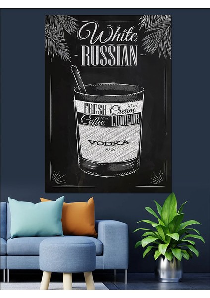 White Russian Kokteyl Dekoratif Kanvas - Mdf Ahşap Tablo