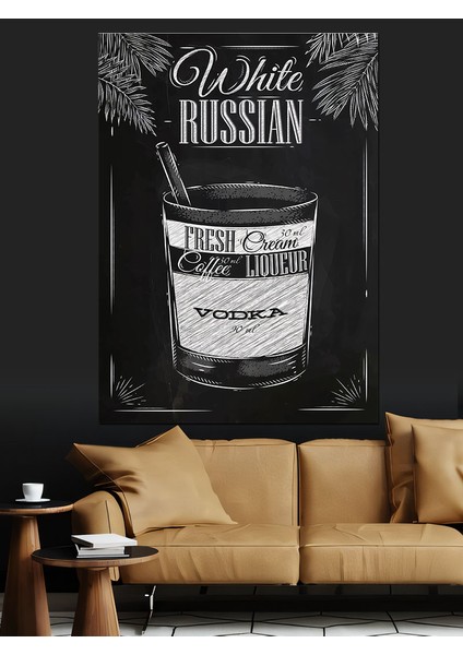 White Russian Kokteyl Dekoratif Kanvas - Mdf Ahşap Tablo