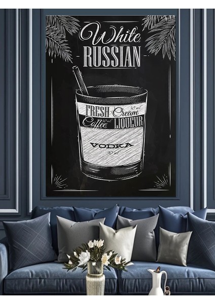 White Russian Kokteyl Dekoratif Kanvas - Mdf Ahşap Tablo