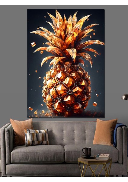Kristal Ananas Dekoratif Kanvas - Mdf Ahşap Tablo