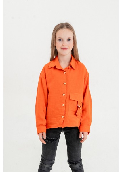 Kız Çocuk Tokalı Gömlek 3097