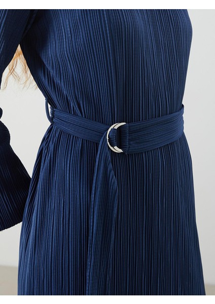 Lcw Vision Bisiklet Yaka Dokulu Krinkle Kadın Elbise modelleri