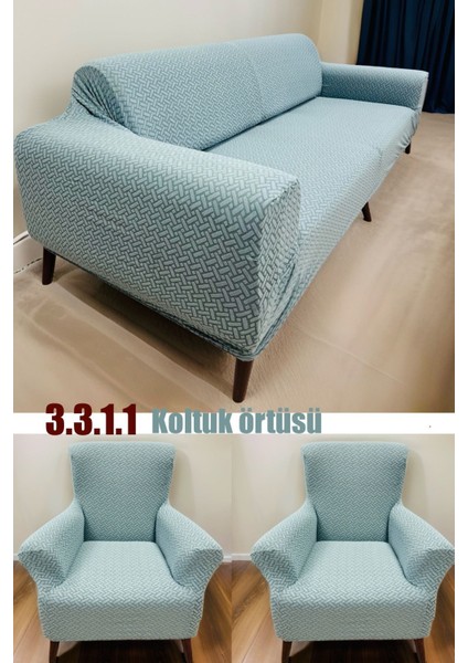 Jakarli Koltuk Örtüsü 3.3.1.1 Koltuk Kılıfı Takımı Sofa Cover Ev Tekstili