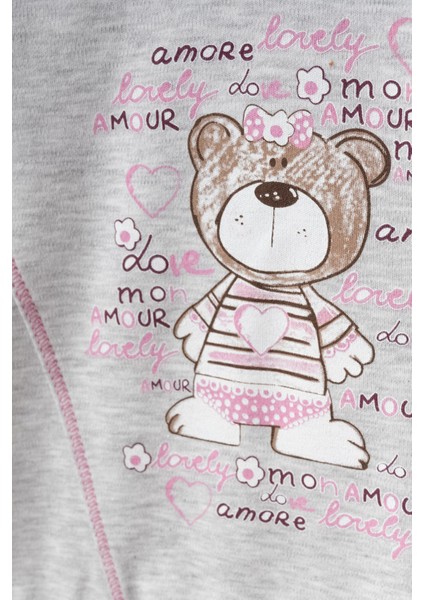 Ayı Baskılı Karyokalı Pamuklu Kumaş Alt-Üst Bebek Takımı fiyatları