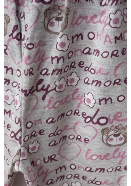 Ayı Baskılı Karyokalı Pamuklu Kumaş Alt-Üst Bebek Takımı modelleri